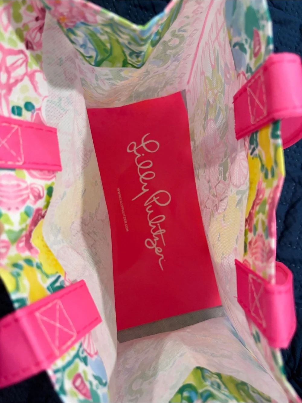 Lilly Pulitzer Pink Floral Tote Shopping Bag